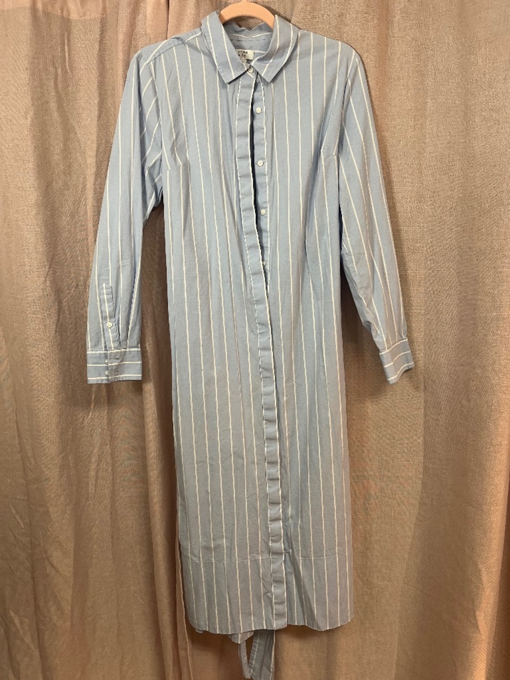 Crown&Ivy long sleeve striped light blue and white dress